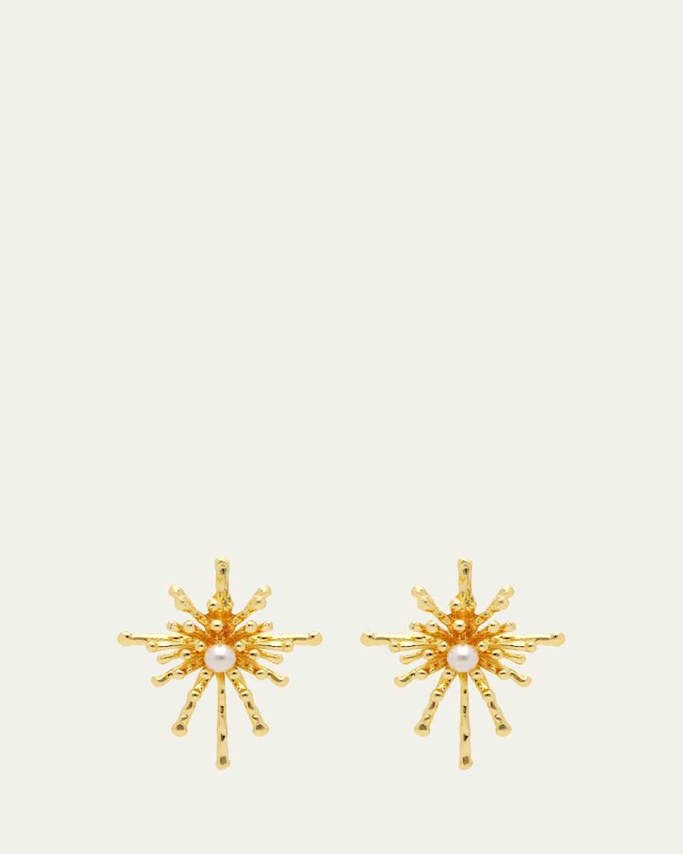 18K Gold Nova Earrings with Freshwater Pearls